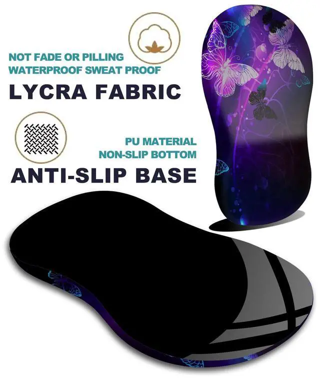 Alt view image 6 of 7 - Ergonomic Mouse Pad with Wrist Rest Support, Massage Design Mouse pad Relief Carpal Tunnel Pain, Entire Memory Foam Non-Slip Mouse Pad, Computer Mouse Pads for Wireless Mouse Pad, Cool Butterfly