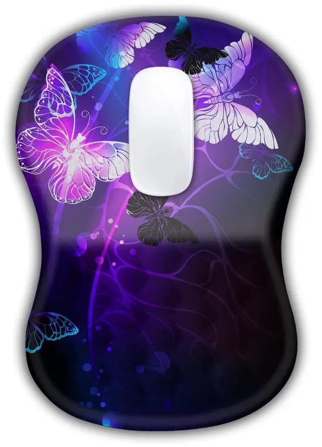 Alt view image 7 of 7 - Ergonomic Mouse Pad with Wrist Rest Support, Massage Design Mouse pad Relief Carpal Tunnel Pain, Entire Memory Foam Non-Slip Mouse Pad, Computer Mouse Pads for Wireless Mouse Pad, Cool Butterfly