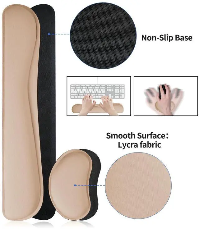 Alt view image 5 of 7 - Leather Desk Pad and Keyboard Wrist Rest, Large Mouse Pad + Keyboard Pad+Mouse Wrist Support, Non-Slip Desk Mat Protector for Office, Home(31.5×15.7 Inches,Beige)