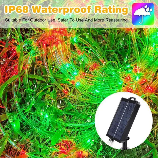 Alt view image 5 of 7 - 50FT 150 LED Solar Rope Lights, 18 Colors with Timer, 5 Modes, Waterproof Plug-in Remote Control Camping String Lights for Outside, Camping, Classroom, Party, Festival Decoration Solar Lights Outdoor