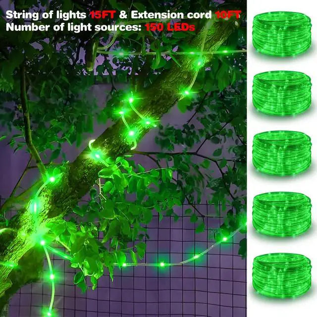 Alt view image 6 of 7 - 50FT 150 LED Solar Rope Lights, 18 Colors with Timer, 5 Modes, Waterproof Plug-in Remote Control Camping String Lights for Outside, Camping, Classroom, Party, Festival Decoration Solar Lights Outdoor