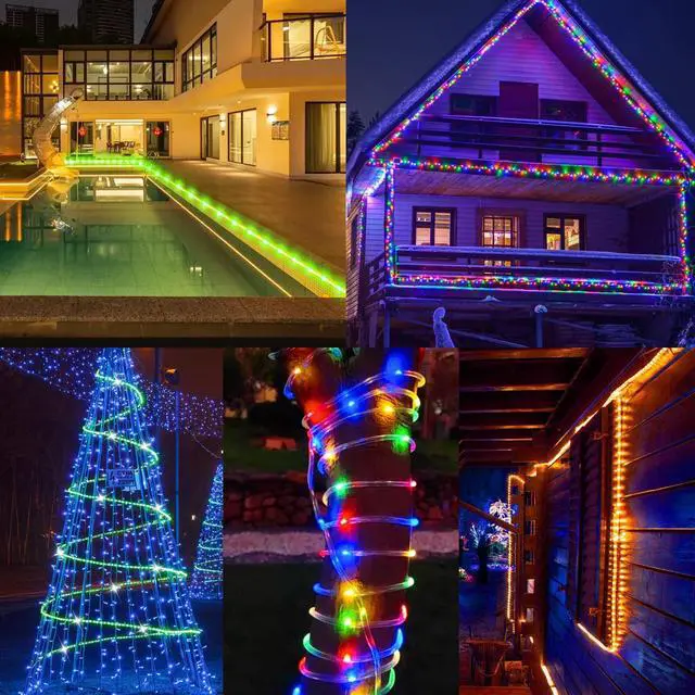 Alt view image 7 of 7 - 50FT 150 LED Solar Rope Lights, 18 Colors with Timer, 5 Modes, Waterproof Plug-in Remote Control Camping String Lights for Outside, Camping, Classroom, Party, Festival Decoration Solar Lights Outdoor
