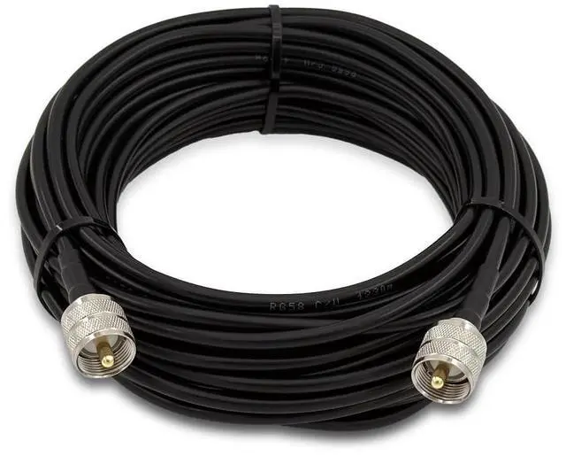 Main image of 50ft RG58 Coaxial Cable, PL259 UHF Male to Male 50 Ohm CB Coax Cable for CB Radio, Ham Radio, Antenna