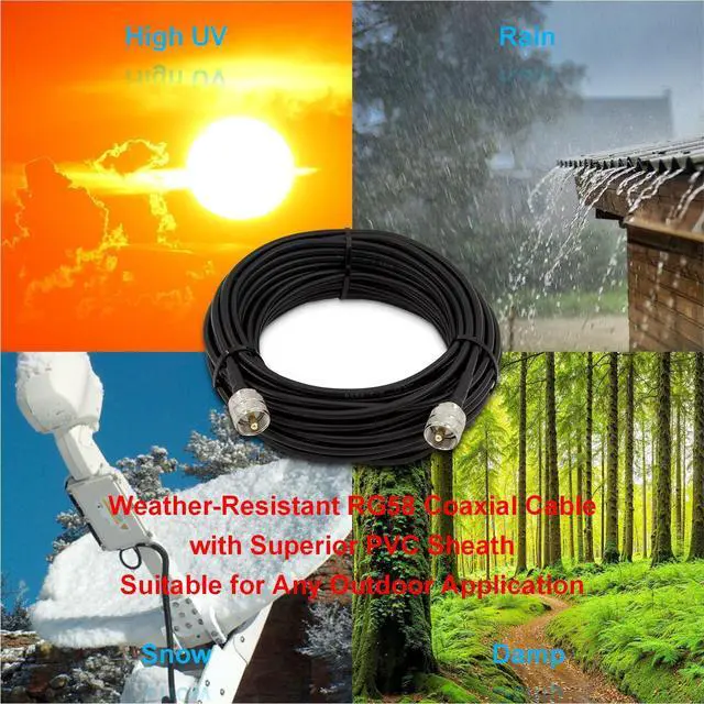 Alt view image 6 of 7 - 50ft RG58 Coaxial Cable, PL259 UHF Male to Male 50 Ohm CB Coax Cable for CB Radio, Ham Radio, Antenna