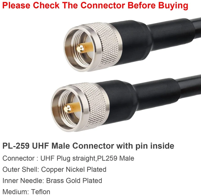 Alt view image 2 of 6 - KMR 400 UHF Coax Cable - 75FT, PL-259 UHF Male, Low Loss 50 ohm CB Cable for Ham Radio, Two-Way Radio, SWR Meter