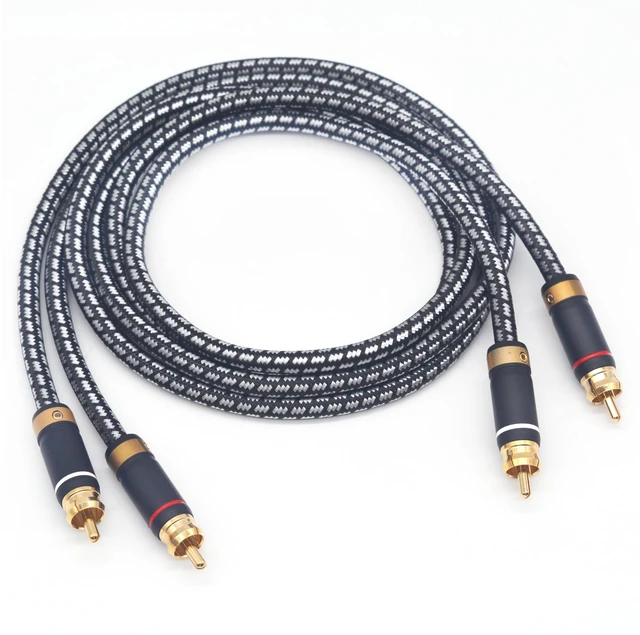 Alt view image 3 of 7 - 2 RCA to 2 RCA Audio Cable Silvered-Plated OFC Core 24K Gold-Plated Pure Copper Shell Braided for Home Theater HDTV Amplifiers Hi-Fi Systems Speakers and More (9.8FT/3m)