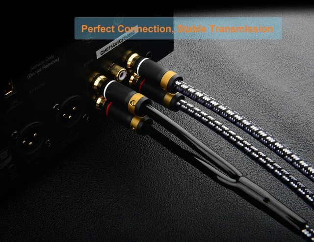 Alt view image 7 of 7 - 2 RCA to 2 RCA Audio Cable Silvered-Plated OFC Core 24K Gold-Plated Pure Copper Shell Braided for Home Theater HDTV Amplifiers Hi-Fi Systems Speakers and More (9.8FT/3m)