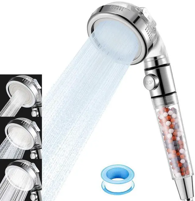 Main image of High Pressure Handheld Shower Head with Filter, Hard Water Softener Water Purifying Filtered Showerheads with Filter Beads, Shower Head Kits (No Hose and Bracket)