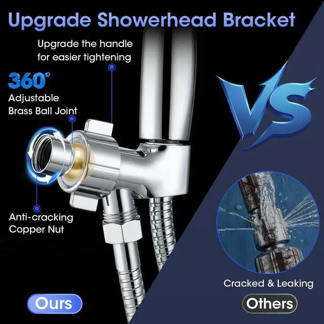 Alt view image 6 of 7 - Shower Head with Handheld, High Pressure 10 Spray Built-in Pause & Power Wash, Anti-clog Nozzles, Detachable Hand Held Showerhead with Leakproof Stainless Steel Hose&Adjustable Overhead Bracket Chrome