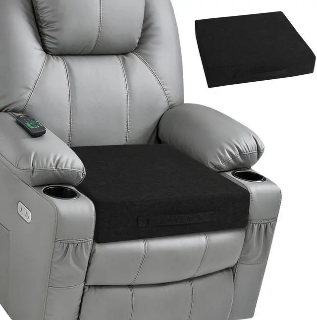 Main image of Recliner Cushions for Elderly Square Chair Pads with Non-Slip Bottom for Couch Armchairs Booster Comfy 20"x20"x3.8" Recliner Cushion for Long Sitting with Washable Cover 1 Pack Black