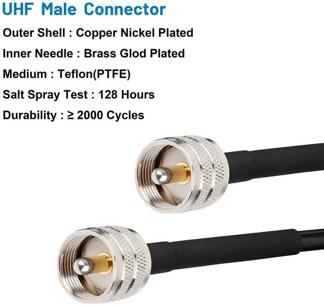 Alt view image 2 of 7 - RG8x Coaxial Cable 100ft,CB Coax Cable 50 Ohm,UHF PL259 Male to Male Low Loss CB Antenna Extension for HAM Radio,VHF Radio,SWR Meter,Dummy Load,Antenna Analyzer