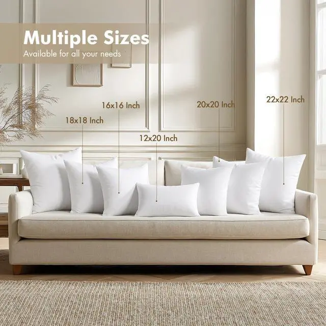 Alt view image 2 of 6 - Pillows Inserts, Pack of 4 18x18 Inch 100% Virgin Microfiber Filling Throw Pillows for Bed Couch Sofa