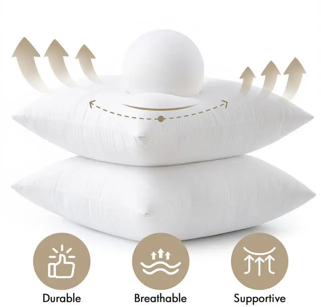 Alt view image 4 of 6 - Pillows Inserts, Pack of 4 18x18 Inch 100% Virgin Microfiber Filling Throw Pillows for Bed Couch Sofa