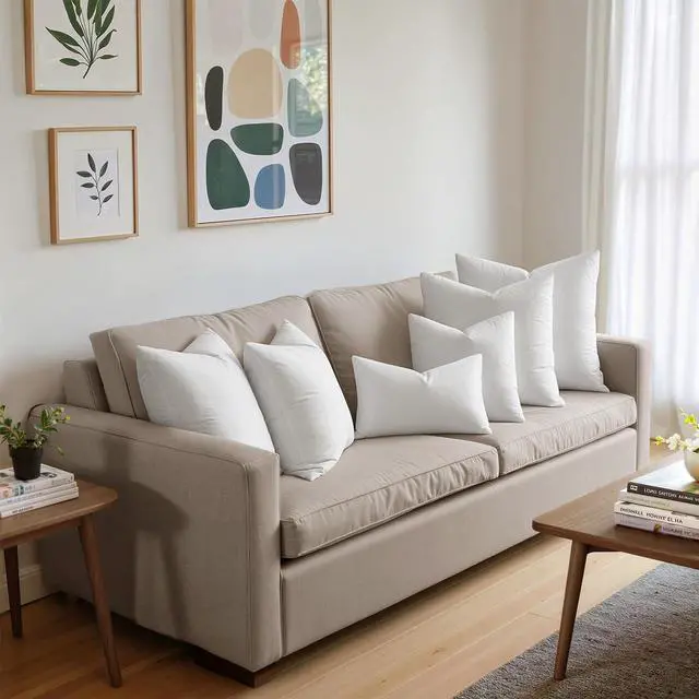 Alt view image 7 of 7 - Pack of 4 18x18 Pillow Inserts, Premium Feather and Down Decorative Throw Pillows, Fluffy and Choppable, Cotton Fabric for Sofa Bed Couch