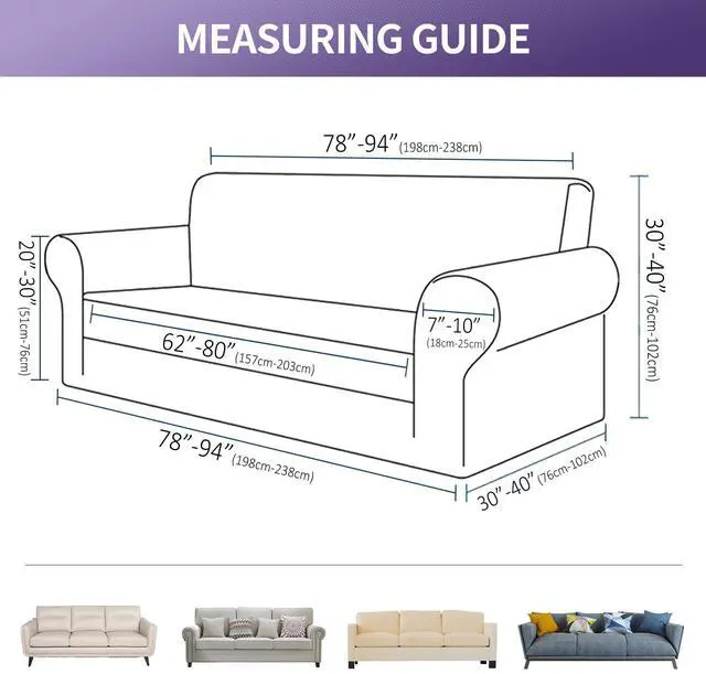 Alt view image 2 of 7 - Stretch Couch Cover Slipcovers, 1-Piece Sofa Covers for 3 Cushion Couch Spandex Jacquard Washable Furniture Protector Cover for Living Room,Kids,Pets(Sofa,Black)