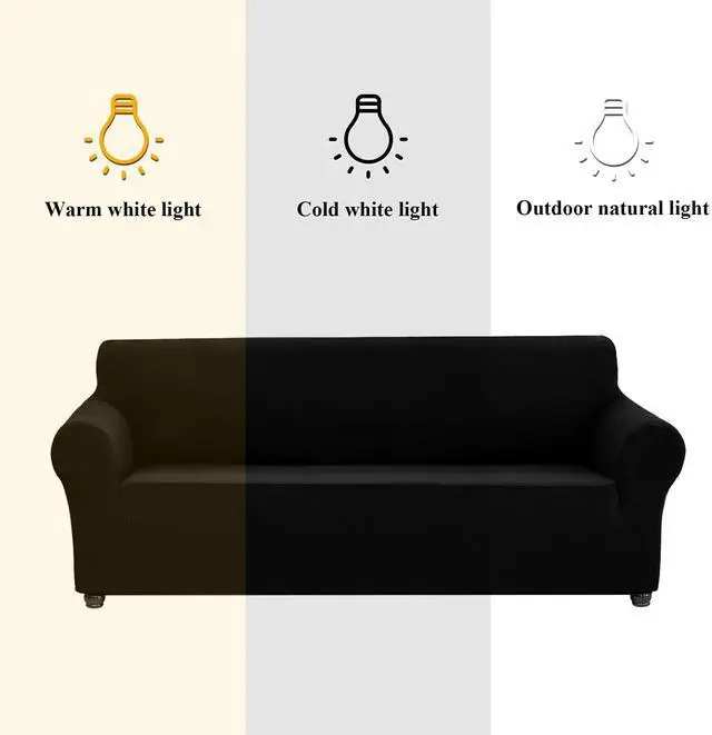 Alt view image 3 of 7 - Stretch Couch Cover Slipcovers, 1-Piece Sofa Covers for 3 Cushion Couch Spandex Jacquard Washable Furniture Protector Cover for Living Room,Kids,Pets(Sofa,Black)