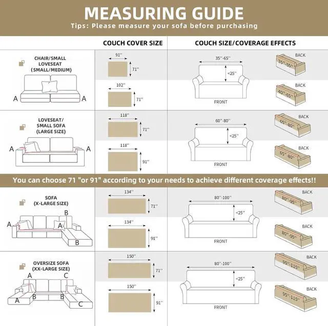 Alt view image 2 of 7 - Couch Cover for Dogs Washable Sofa Cover, Sectional Couch Covers, Sofa Covers for 2 Cushion Couch, Non Slip Stripe Sofa Slipcovers Furniture Protector (Beige, 71x102)