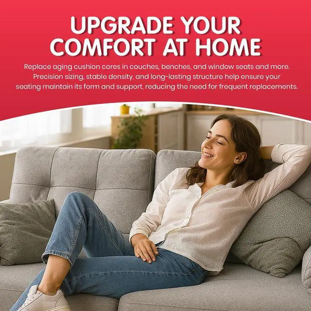 Alt view image 2 of 7 - High Density 2 inch Thick, 24 inch Wide, 96 inch Long Upholstery Foam, Cushion Replacement