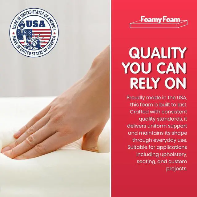 Alt view image 3 of 7 - High Density 2 inch Thick, 24 inch Wide, 96 inch Long Upholstery Foam, Cushion Replacement