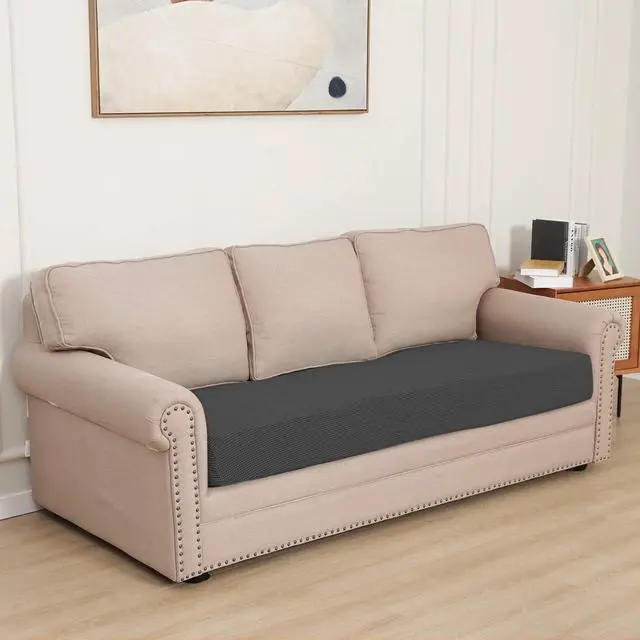 Alt view image 2 of 7 - Stretch Cushion Cover Sofa Cushion Furniture Protector Sofa Seat Sofa slipcover Sofa Cover Soft Flexibility with Elastic Bottom(Sofa Cushion, Dark Gray)