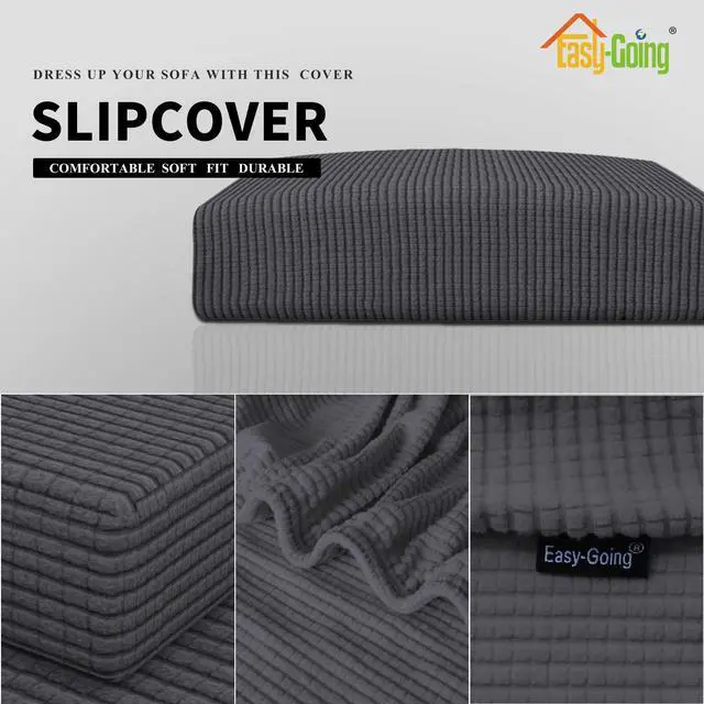Alt view image 3 of 7 - Stretch Cushion Cover Sofa Cushion Furniture Protector Sofa Seat Sofa slipcover Sofa Cover Soft Flexibility with Elastic Bottom(Sofa Cushion, Dark Gray)