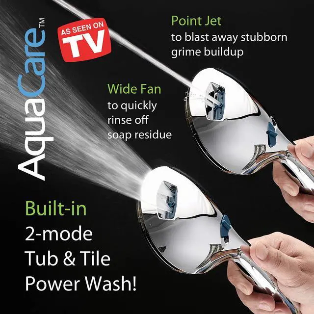 Alt view image 7 of 7 - AquaCare High Pressure 8-mode Handheld Shower Head - Anti-clog Nozzles, Built-in Power Wash to Clean Tub, Tile & Pets, Extra Long 6 ft. Stainless Steel Hose, Wall & Overhead Brackets