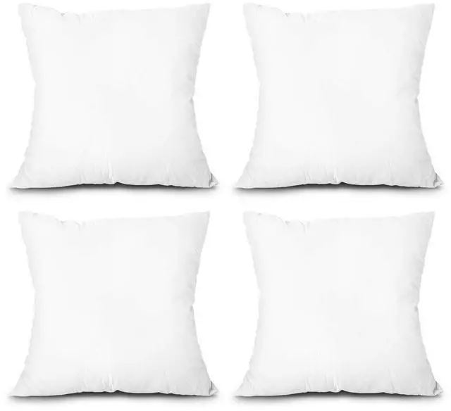 Main image of Throw Pillow Inserts, Set of 4 Lightweight Down Alternative Polyester Pillow, Couch Cushion, Sham Stuffer, Machine Washable. (White, 18x18)