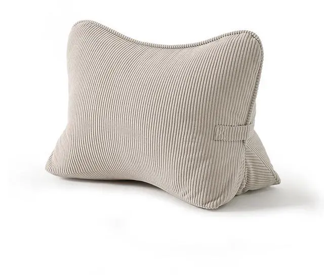 Main image of Pat. Pend. Corduroy Lumbar Support Back Pillow for Watching TV, Reading & Gaming, Ergonomic Triangle Support Cushion for Sofa, Armchair & Bed Sitting, Removable Washable Cover, Beige Gray