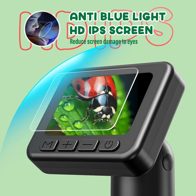 Alt view image 5 of 7 - Microscope for Kids 50X-1000X Magnification- 2 inch IPS HD Screen, 32GB storage Card, 1080P Video, 2-Hour Battery Life, Easy Carry, Slides Included - Perfect Science Kit Gift for Kids Ages 8-12
