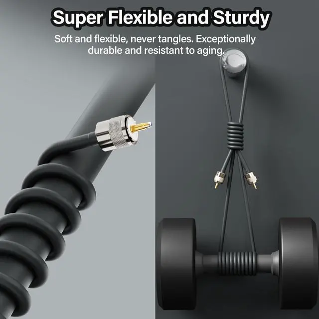 Alt view image 4 of 7 - Ham Radio CB Coax Cable 50 Ohm RG58 Coaxial Cable 50 Ft, UHF Male PL-259 Low Loss Digital Coax UHF Jumper Cable for Antenna Analyzer, SWR Meter, HF/VHF, Dummy Load with Ties