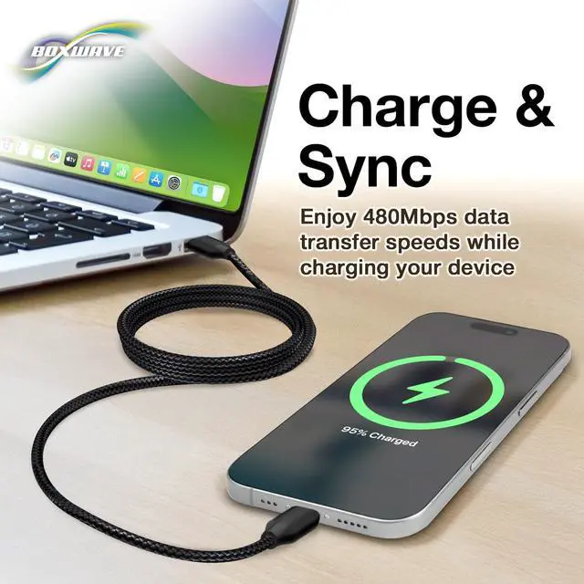 Alt view image 5 of 7 - Cable Compatible with Elikliv EDM4 Coin Microscope (4.3 in) - DirectSync PD Cable (3ft) - USB-C to USB-C (100W), Type C Braided Charge and Fast Sync - Jet Black