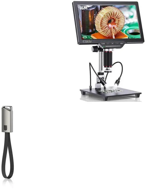Main image of Cable Compatible with Elikliv EDM202 LCD Digital Microscope (10.1 in) - USB Type-C Keychain Charger, Key Ring USB Type-C to Type-A 8 in USB Cable - Jet Black
