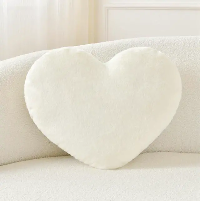Main image of Throw Pillows Heart Pillow Cute Fuzzy Pillows for Bed Livingroom Home Decor Cushion Decorative Aesthetic Preppy Pillows White,Small 13"x10"