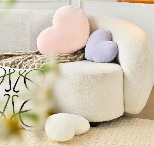 Alt view image 3 of 6 - Throw Pillows Heart Pillow Cute Fuzzy Pillows for Bed Livingroom Home Decor Cushion Decorative Aesthetic Preppy Pillows White,Small 13"x10"