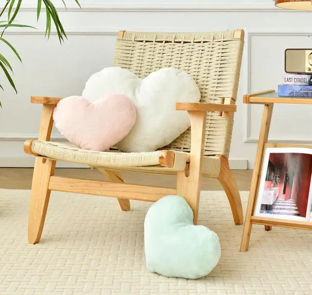 Alt view image 5 of 6 - Throw Pillows Heart Pillow Cute Fuzzy Pillows for Bed Livingroom Home Decor Cushion Decorative Aesthetic Preppy Pillows White,Small 13"x10"