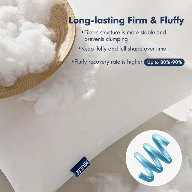 Alt view image 4 of 7 - Throw Pillows Inserts, Pack of 2 18x18 Inch 100% Virgin Fiber Filling Bed Couch Pillows