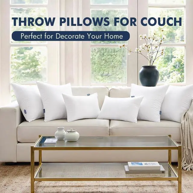 Alt view image 6 of 7 - Throw Pillows Inserts, Pack of 2 18x18 Inch 100% Virgin Fiber Filling Bed Couch Pillows