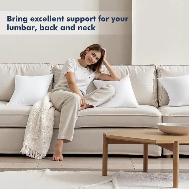 Alt view image 7 of 7 - Throw Pillows Inserts, Pack of 2 18x18 Inch 100% Virgin Fiber Filling Bed Couch Pillows