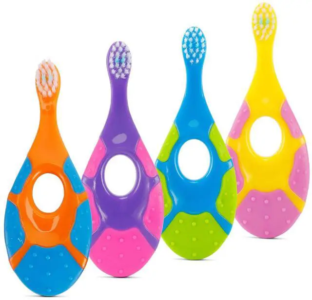 Main image of Baby Toothbrush for 0-2 Years, Safe and Sturdy, Toddler Oral Care Teether Brush, Extra Soft Bristle for Baby Teeth and Infant Gums, Dentist Recommended (4-Pack)