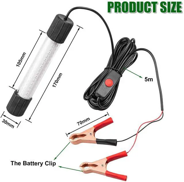 Alt view image 3 of 7 - 12V 126 LEDs 13W Fishing Light Underwater Night Fishing Lure Finder Light Green Submersible Fishing Lights with 5M Power Cord for Pool Boat Sea Ice Fishing Attractants More Fish