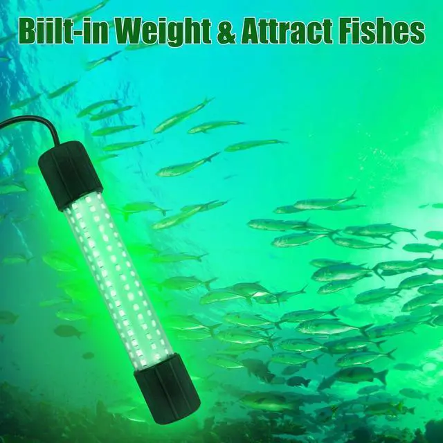 Alt view image 2 of 7 - 12V 126 LEDs 13W Fishing Light Underwater Night Fishing Lure Finder Light Green Submersible Fishing Lights with 5M Power Cord for Pool Boat Sea Ice Fishing Attractants More Fish