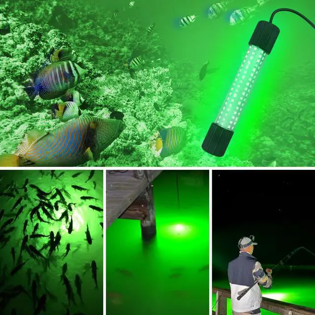Alt view image 7 of 7 - 12V 126 LEDs 13W Fishing Light Underwater Night Fishing Lure Finder Light Green Submersible Fishing Lights with 5M Power Cord for Pool Boat Sea Ice Fishing Attractants More Fish