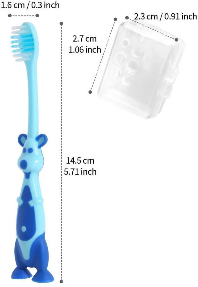 Alt view image 2 of 6 - Kids toothbrushes 6 Pack Set Soft Bristles Fun Lovely with Suction Cup, Includes Travel Covers, Animal toothbrushes for Kids Boys & Girls, Toddlers &Children Teeth