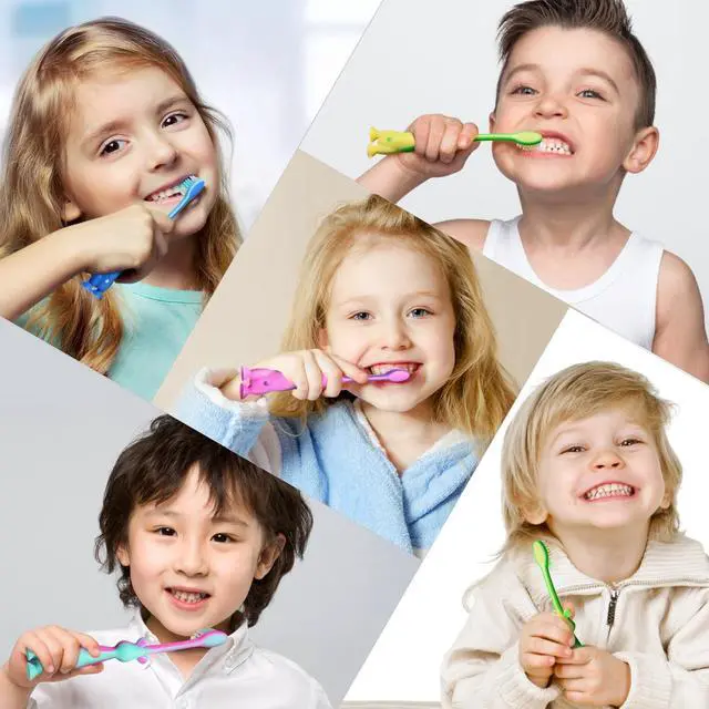 Alt view image 4 of 6 - Kids toothbrushes 6 Pack Set Soft Bristles Fun Lovely with Suction Cup, Includes Travel Covers, Animal toothbrushes for Kids Boys & Girls, Toddlers &Children Teeth