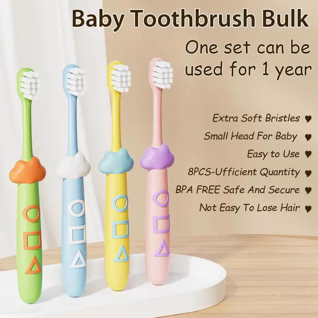 Alt view image 2 of 6 - Kids Toothbrushes 8 Pack,Extra Soft Toddler Toothbrush Age 2-4,Cute Multicolor Boys Girls Child Toothbrush,Clean Kids Teeth,Bristles Not Easy to Shed