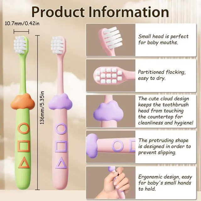 Alt view image 3 of 6 - Kids Toothbrushes 8 Pack,Extra Soft Toddler Toothbrush Age 2-4,Cute Multicolor Boys Girls Child Toothbrush,Clean Kids Teeth,Bristles Not Easy to Shed