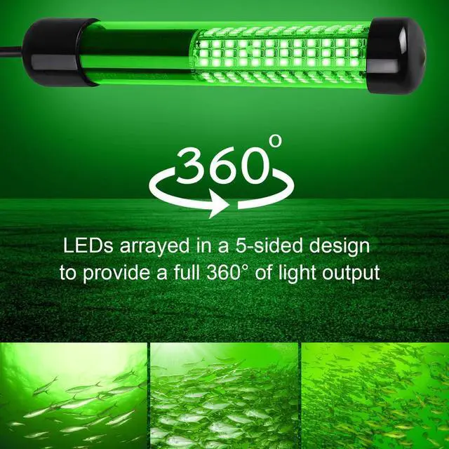 Alt view image 2 of 7 - 12V Submersible Fishing Light, 2000LM Underwater Green Fish Attractants Lamp with 5M Cord for Boat Night Fishing