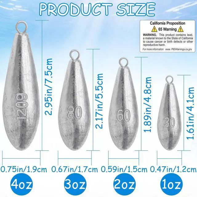 Alt view image 2 of 7 - Fishing Weights Sinkers Bank Fishing Lead Sinkers Bullet Fishing Weights Ocean Saltwater Surf Fishing Gear Fishing Assortment 1oz 2oz 3oz 4oz (1oz -10pcs)