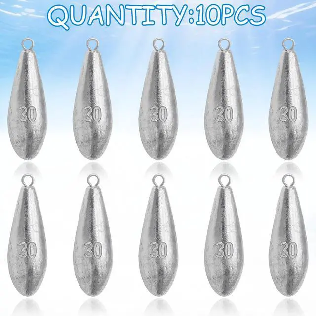 Alt view image 3 of 7 - Fishing Weights Sinkers Bank Fishing Lead Sinkers Bullet Fishing Weights Ocean Saltwater Surf Fishing Gear Fishing Assortment 1oz 2oz 3oz 4oz (1oz -10pcs)