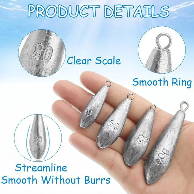 Alt view image 4 of 7 - Fishing Weights Sinkers Bank Fishing Lead Sinkers Bullet Fishing Weights Ocean Saltwater Surf Fishing Gear Fishing Assortment 1oz 2oz 3oz 4oz (1oz -10pcs)
